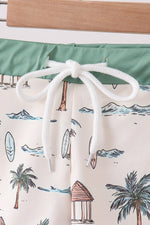 Green turtle swim trunks