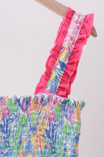 Tropical floral smocked tiered dress