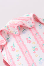 Blush floral ruffle bow bonnet