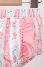 Blush floral print ruffle 2pc swimsuit