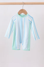 Blue stripe one-piece swimsuit