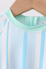 Blue stripe one-piece swimsuit