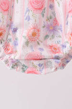 Purple rose bow smocked ruffle bubble