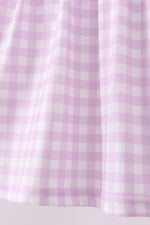 Purple floral embroidery gingham ruffle shorts set