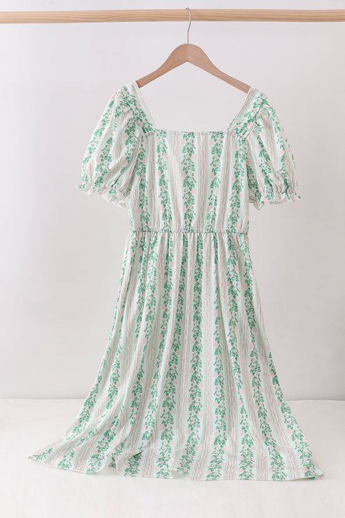 Green floral stripe dress (length 41.33in)