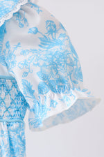 Blue rose smocked bubble