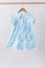 Blue rose smocked dress
