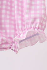 Pink floral bow smocked ruffle bubble