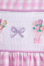 Pink floral bow smocked ruffle shorts set