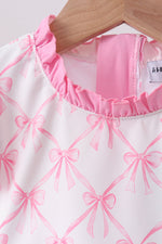 Pink bow ruffle 2pc swimsuit