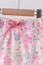 Pink floral bow skorts set