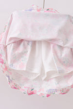 Pink floral bow skorts set