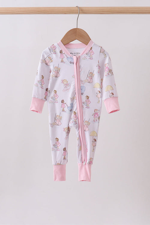 Pink all day adventure bamboo romper