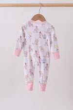 Pink all day adventure bamboo romper