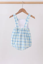 Blue birthday cake smocked plaid bubble