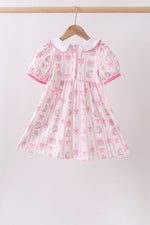 Pink birthday cake smocked dress