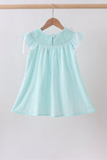 Blue starfish smocked jacquard ruffle dress