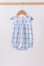 Blue strawberry bow embroidery bubble