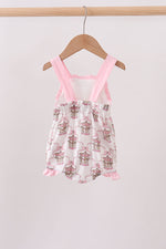Pink carousel print ruffle bubble