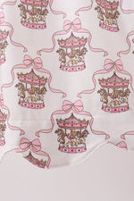 Pink carousel embroidery ruffle dress
