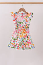 Summer floral print ruffle jumpsuit