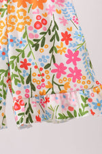 Summer floral print ruffle jumpsuit