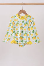 Lemon print ruffle rashguard