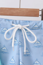Mint sailboat print rashguard set