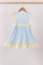 Yellow crab smocked gingham ruffle dress