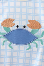 Blue crab applique plaid one-piece swimsuit