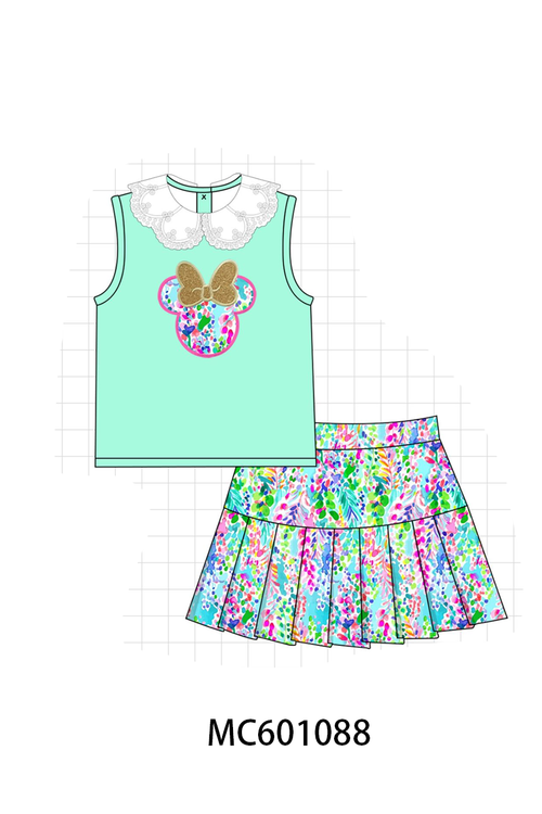 Mint Character Applique Skort Set