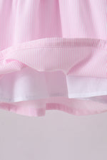 Pink stripe bunny bow embroidery bloomer set