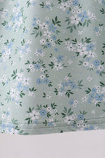 Sage floral cross embroidery ruffle dress