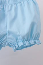 Blue cross embroidery lace bloomer set