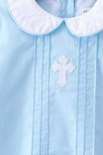 Blue cross embroidery shorts set