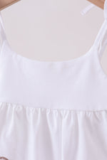 Ivory shell embroidery ruffle shorts set