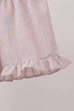 Ivory shell embroidery ruffle shorts set