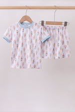 Blue ice cream print bamboo pajama set