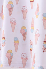 Pink ice cream print bamboo ruffle pajama set