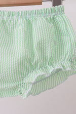 Pink stripe watermelon embroidery seersucker bloomer set