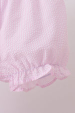 Pink stripe watermelon embroidery seersucker shorts set