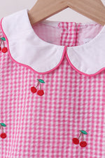 Pink cherry gingham bloomer set