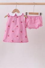 Pink cherry gingham bloomer set