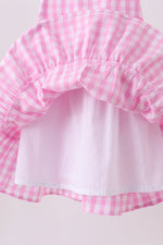 Pink gingham ruffle tiered dress