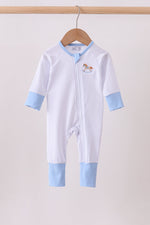 Blue dot horse embroidery romper