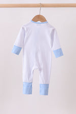Blue dot horse embroidery romper