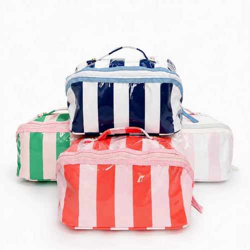 Gloss & Go - Colorful Stripe Wipeable Cosmetic Toiletry Bag (PREORDER)