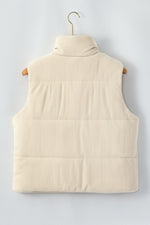 Scottie Solid Color Corduroy Puffer Vest Coat - Beige